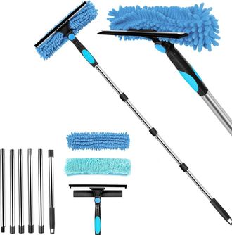 OEM Escobilla Limpiacristales, Herramientas De Limpieza De Ventanas Con Mango Largo, Cepillo De Limpieza Con Escobilla De Silicona Y Herramienta De Fregad