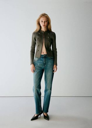 Mango Giacca maglia combinata dettagli bottoni kaki - Donna - S - MANGO