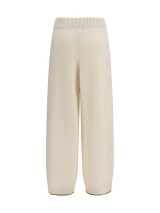 Brunello Cucinelli Womens Cashmere Trousers English White+brown Kashmir-Capra Hircus Kashmir/capra