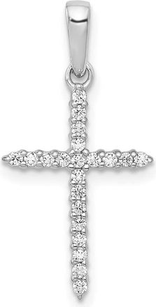Diamond2Deal 10K White Gold 1/6ct. Diamond Cross Pendant