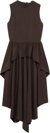 Loewe Jurk met asymmetrische zoom en gedrapeerde taille - Dames - Jurken - Bruin - Maat: XS