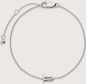 Monica Vinader Sterling Silver Initial T Chain Bracelet