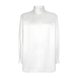 Dolce & Gabbana Oversized Silk Turtleneck Jumper - male - Dolce & Gabbana - Long Sleeve T-Shirts - White - L - Tops