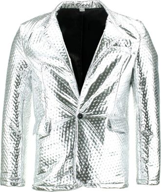 Loud Elephant Firefly Shiny Metallic Embossed Jacket - Silver (Medium/Large)