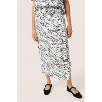 Soaked In Luxury Vinka Wrap Midrise Waist Maxi Skirt in White/black Wave Print at Nordstrom, Size Xx-Large