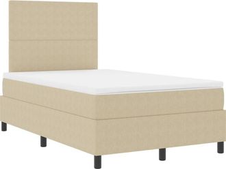 vidaXL Box Spring Bed Manual Light Grey and White 203 x 120 x 128 cm Vidaxl