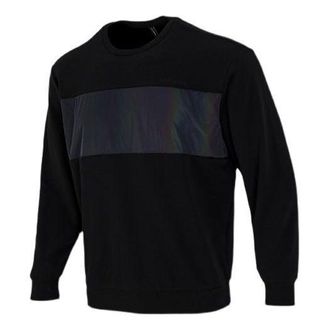 adidas Mens adidas neo Sw Irrd Swt Splicing Sports Round Neck Pullover Black HB7380