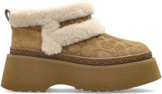 Coach 65mm Christina platform boots - women - Suede/Wool/Polyethylene vinyl acetate (PEVA) - 10.5 - Neutrals