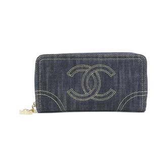 Chanel Blue Denim Long Wallet (Bi-Fold) (Pre-Owned)
