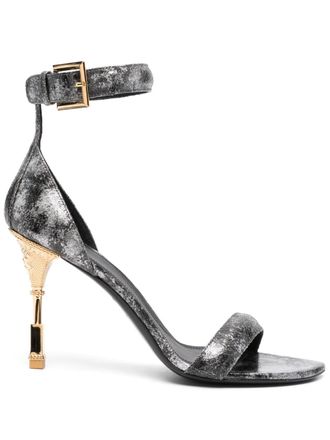 Balmain metallic-effect leather sandals - Silver