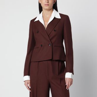 Max Mara Double-breasted burnt denim-effect wool jacket