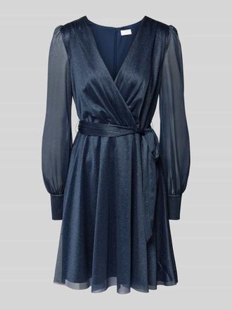 Jake*s Mini Cocktailkleid in Wickel-Optik in Marine Melange, Gr&ouml;&szlig;e 36