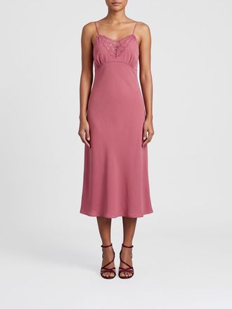 Chlo&eacute; Abito midi in seta con inserti in pizzo