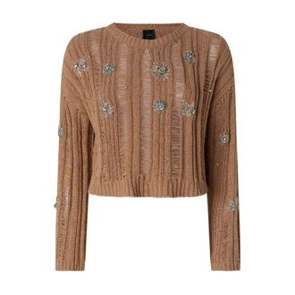 Pinko Round-neck Knitwear, female, Brown, Size: M Round-neck Knitwear