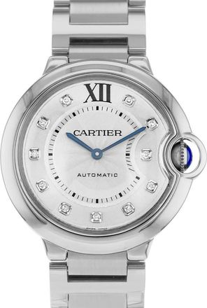 Cartier Pre-owned Cartier Ballon Bleu 36Mm Automatic Diamond Silver Dial Ladies Watch WE902075