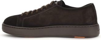 Santoni Mens Suede Sneakers Dark Brown Trainers