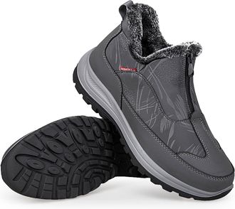 Generic Winter Boots for Women UK Couples Warm Comfortable Slip On Mid Top Boots Thermal Insulated Fleece Lined Casual Winter Boot for Men and Women Waterproo