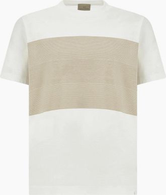 Paul & Shark Mens Paul & Shark Riviera Cotton Jersey T-Shirt 331 Beige/White - Size: 40