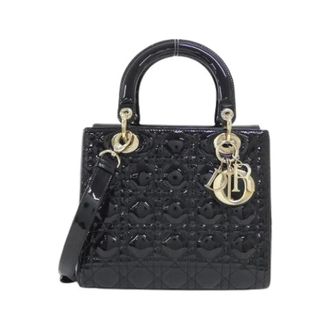Dior Pre-owned Lady Dior Medium Patent Leather Handbag - - Pre-owned - Donna - Nero - ONE SIZE