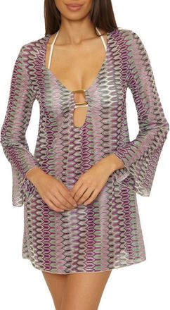 BECCA by Rebecca Virtue Paradise Metallic Knit Cover-Up Tunic in Olive Multi at Nordstrom, Size Medium