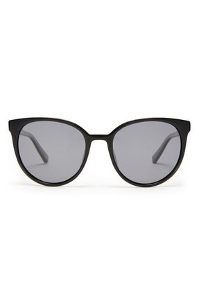 Le Specs Armada 54mm Polarized Round Sunglasses in Shiny Black at Nordstrom