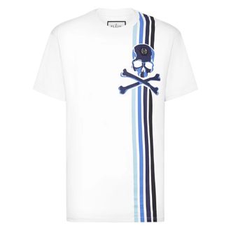 Philipp Plein T-Shirts, male, White, Size: 2XL T-Shirt Round Neck Skull & Bones