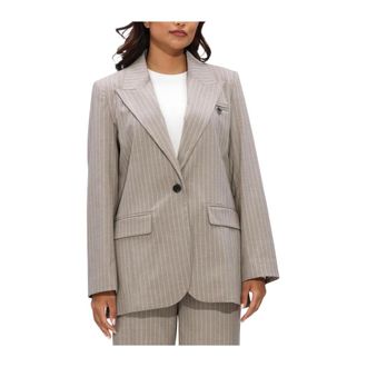 Co'Couture Jassen, Dames, Beige, M, Leer, Quin Pin Fitted Blazer
