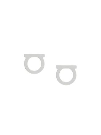 Ferragamo Silver Gancini Logo Stud Earrings