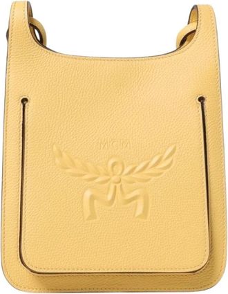 MCM Stijlvolle Leren Crossbody Tas - Dames - Schoudertassen - Geel - ONE Size - Tassen