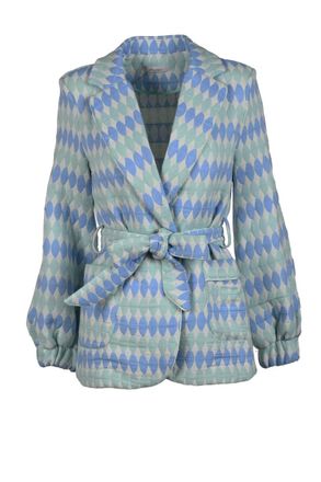 Motel Green Geometric Cotton-Blend Jacket