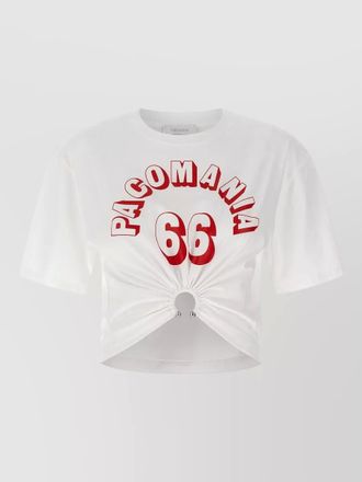 Paco Rabanne cropped graphic t shirt crew neck