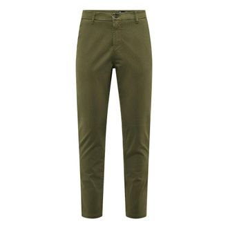 Bomboogie Slim-fit Chino Broek in Stretch Satijn met Microprint - Heren - Broeken - Groen - Maat: W31 Satijn