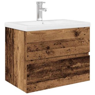 Berkfield Home Sink Cabinet with Built-in Basin & Faucet Old Wood in Brown
