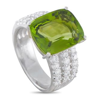 Luxury Bazaar Platinum 0.91ct Diamond and Peridot Ring MF08-052126