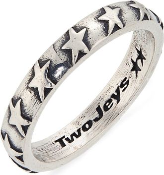 TwoJeys Mens Star Studded Band Ring in Silver at Nordstrom, Size 9
