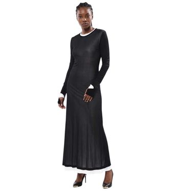 Helmut Lang Black Round Neck Maxi Dress
