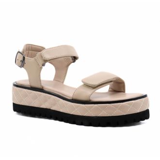 All Black Womens Quilted Vel Sandals In Beige
