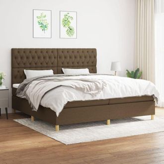 vidaXL Vidaxl - Cama Box Spring Con Colch&oacute;n Tela Marr&oacute;n Oscuro 200x200 Cm