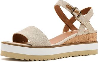 Lucky Brand Temay Platform Wedge Sandals Womens Wedge Shoes Natural/Platino : 5.5 M, Leather