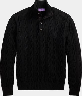 Ralph Lauren Purple Label Men & apos;s Cable-Knit Cashmere Mock Neck Sweater