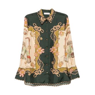 Zimmermann Forest Scarf Print Shirt - Dames - Blouses & Shirts - Veelkleurig - Maat: XS Zijde