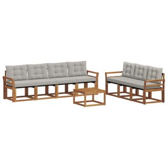 vidaXL Conjunto De Sof&aacute;s De Exterior 8 Pcs Gris Natural Y Claro Vidaxl