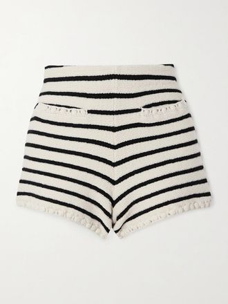 Poss&eacute; Shorts In Maglia A Righe Con Decorazioni Henry - Bianco