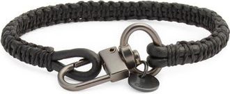 Caputo & Co. Zigzag Macrame Leather Bracelet in Black at Nordstrom