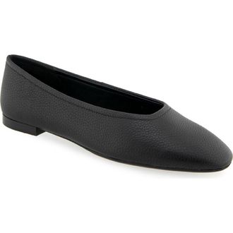 Aerosoles Amelie Ballet Flat in Black Pebbled Leather at Nordstrom Rack, Size 9.5