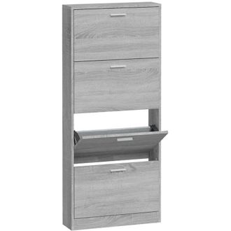 vidaXL Mueble Zapatero Madera Contrachapada Gris Sonoma 59x17x150 Cm Vidaxl