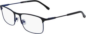 Lacoste Eyeglasses Rectangle Full Rim, Matte Black/blue Frame And Clear Demo Lenses Lens L2252001