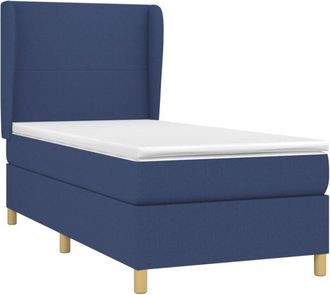 vidaXL Cama Box Spring Con Colch&oacute;n Tela Azul 90x190 Cm Vidaxl