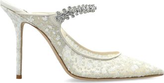 Jimmy Choo London Bing 100 Heeled Mules - Dames - Muiltjes - Wit - 37 1/2 EU - Leer - Schoenen