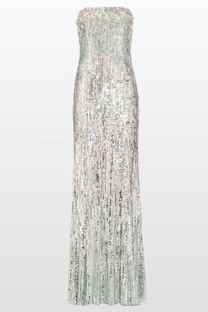 Jenny Packham Honesty Sequin-Embellished Maxi Dress in Crystal Aqua at Nordstrom, Size 10 Uk
